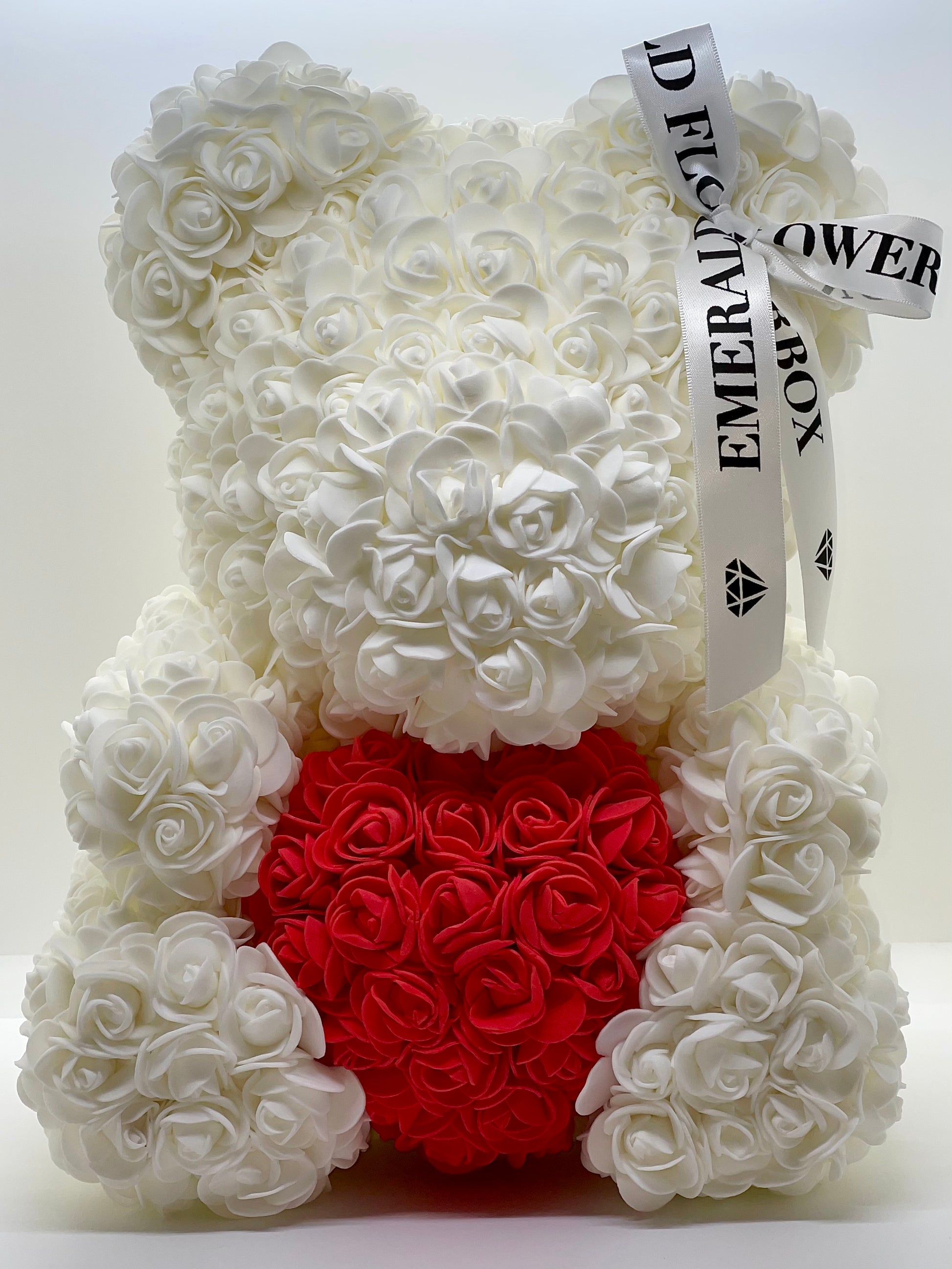 White Diamond Love Rose Bear Large – Emerald Flowerbox