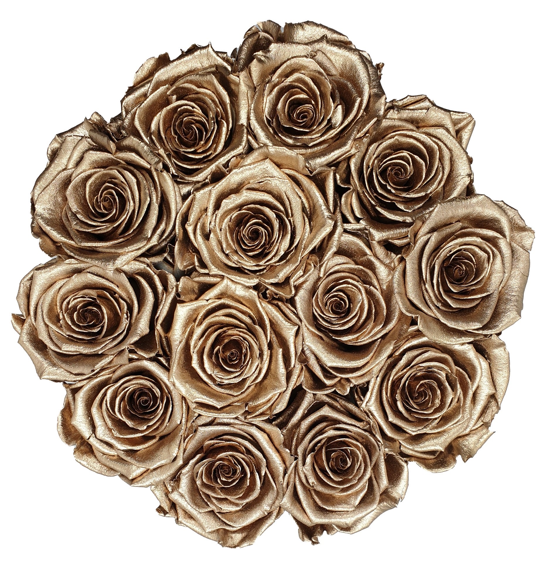 Flowerbox de Rosas Preservadas Douradas com Bombons Ferrero Rocher®