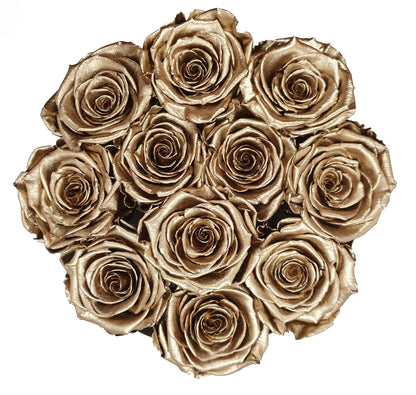 Bouquet de Rosas Preservadas Douradas